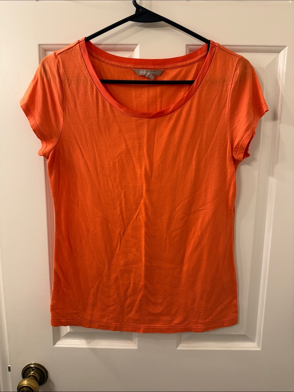 Banana Republic Bright Orange Scoop Neck Short Sleeve Tee